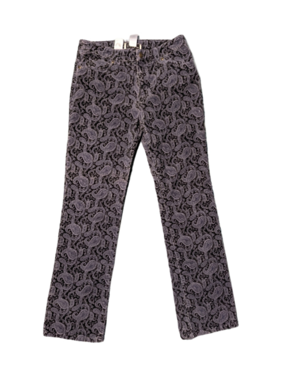 VTG Jones New York Sport Paisley Corduroy Pants Women's Size 6 Black Grey